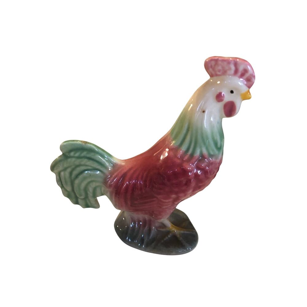 Vintage Rooster Copley style 1950s 4” multicolored glazed Preowned Ceramic